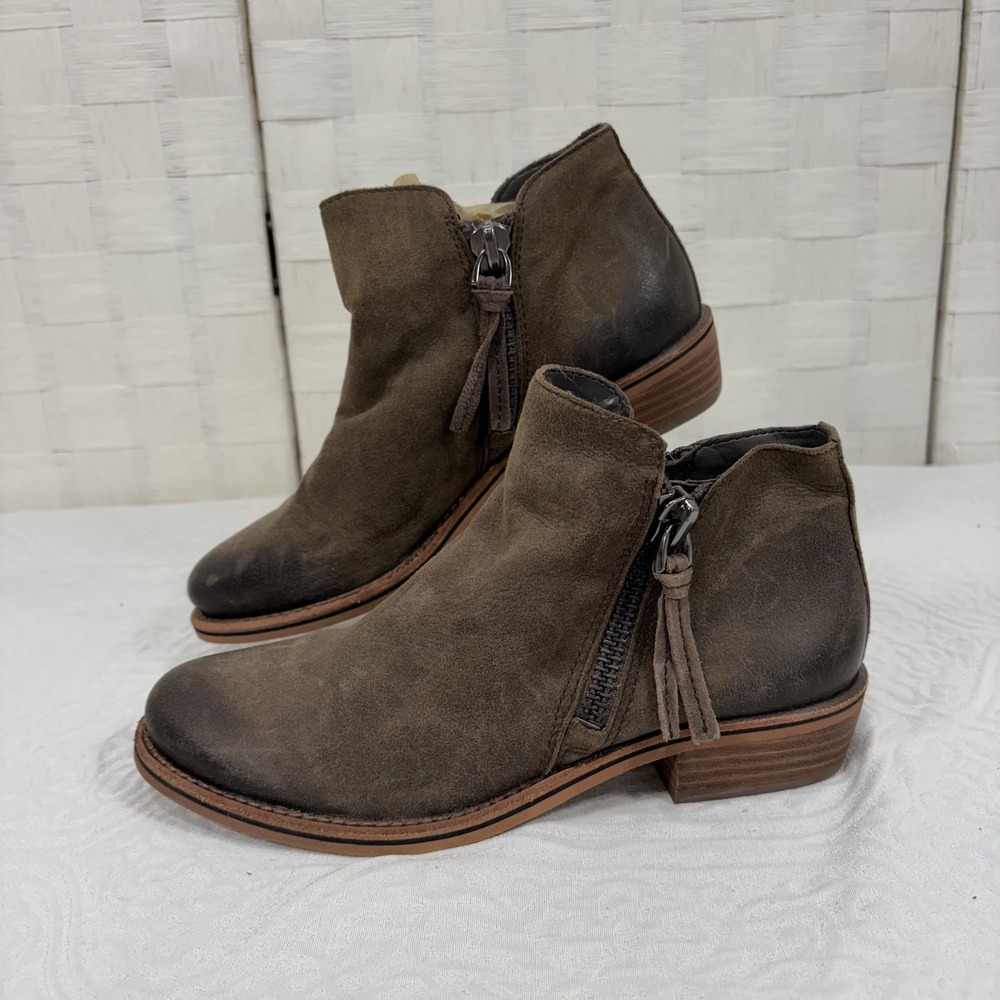 Gianni Bini 'A-Lister' Double Zip brown suede boots womens 6.5M